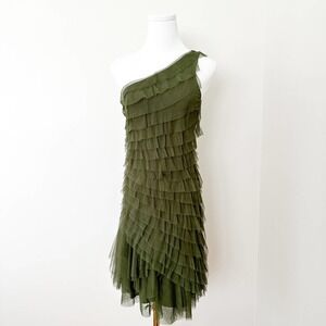 Bailey 44 Olive Green One-Shoulder Midi Dress